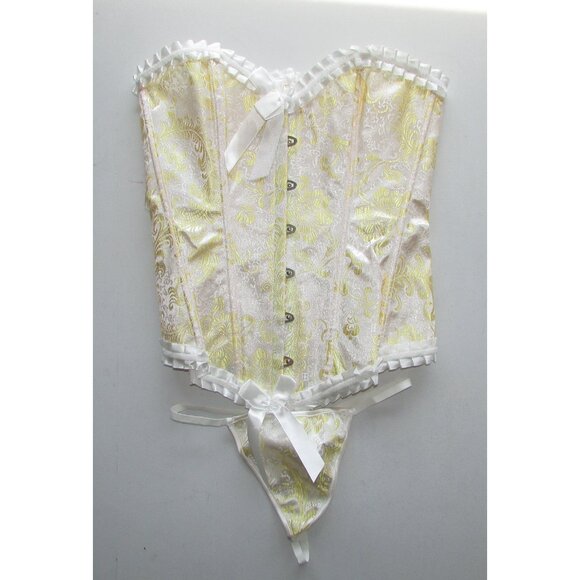 Gold Jacquard Ruffled Corset Set - NEW - Picture 4 of 11